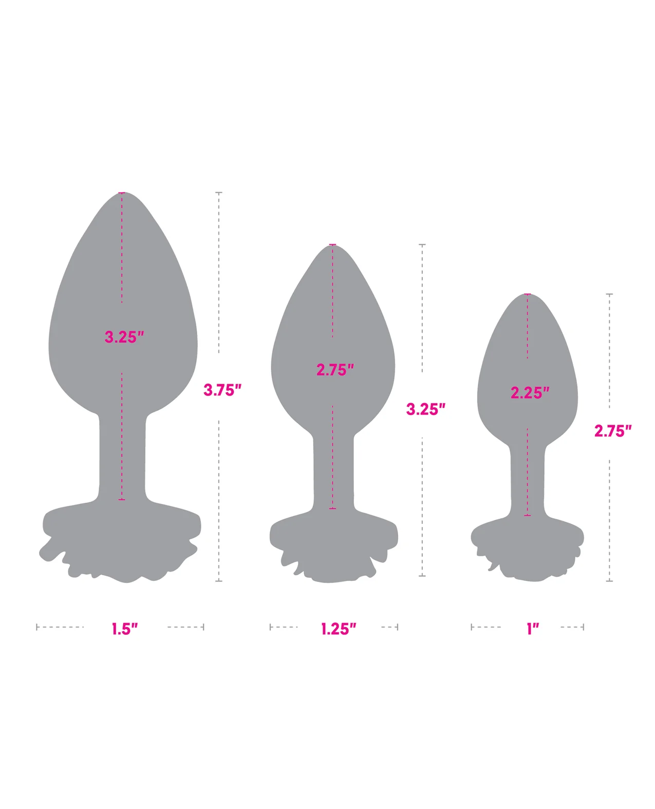 Gemsations 3 pc 2.75" & 3.15" & 3.7" Rose Metal Butt Plug Training Set - Rose Gold - Image 5
