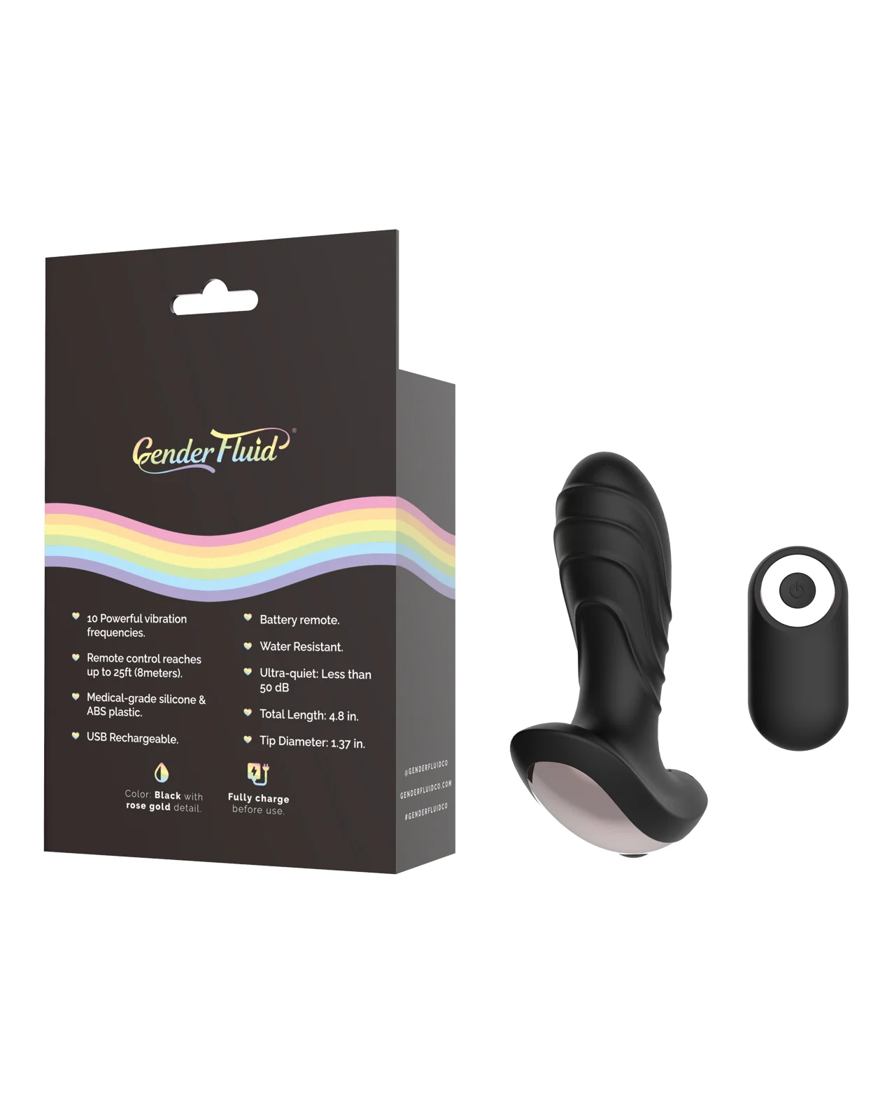Gender Fluid Buzz Anal Vibe w/Remote - Black - Image 2