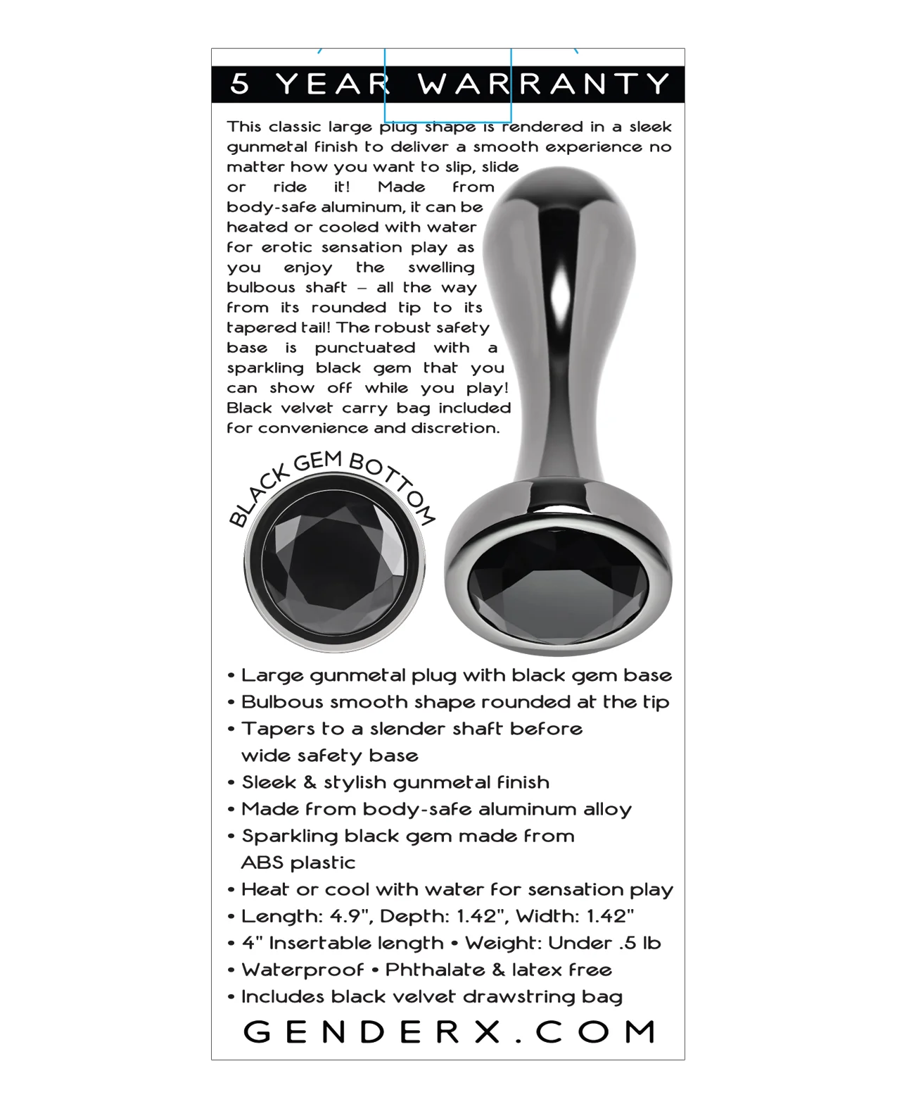 Gender X Black Pearl Plug - Black - Image 2