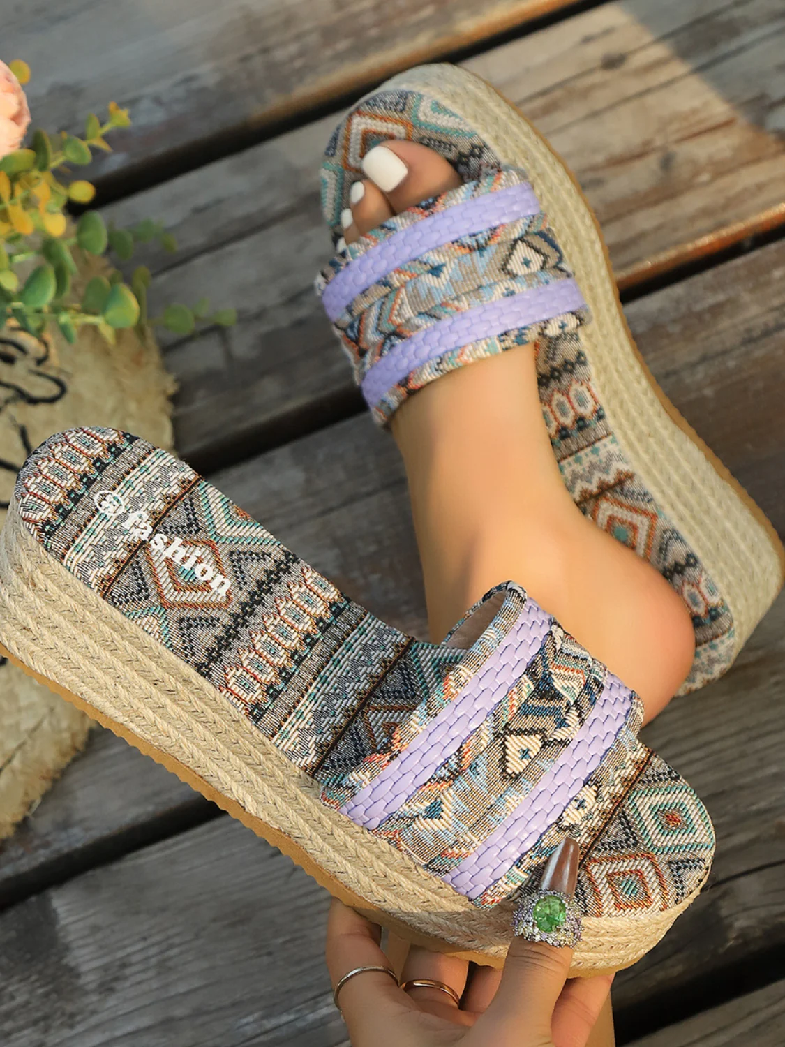 Geometric Open Toe Platform Sandals - Image 4