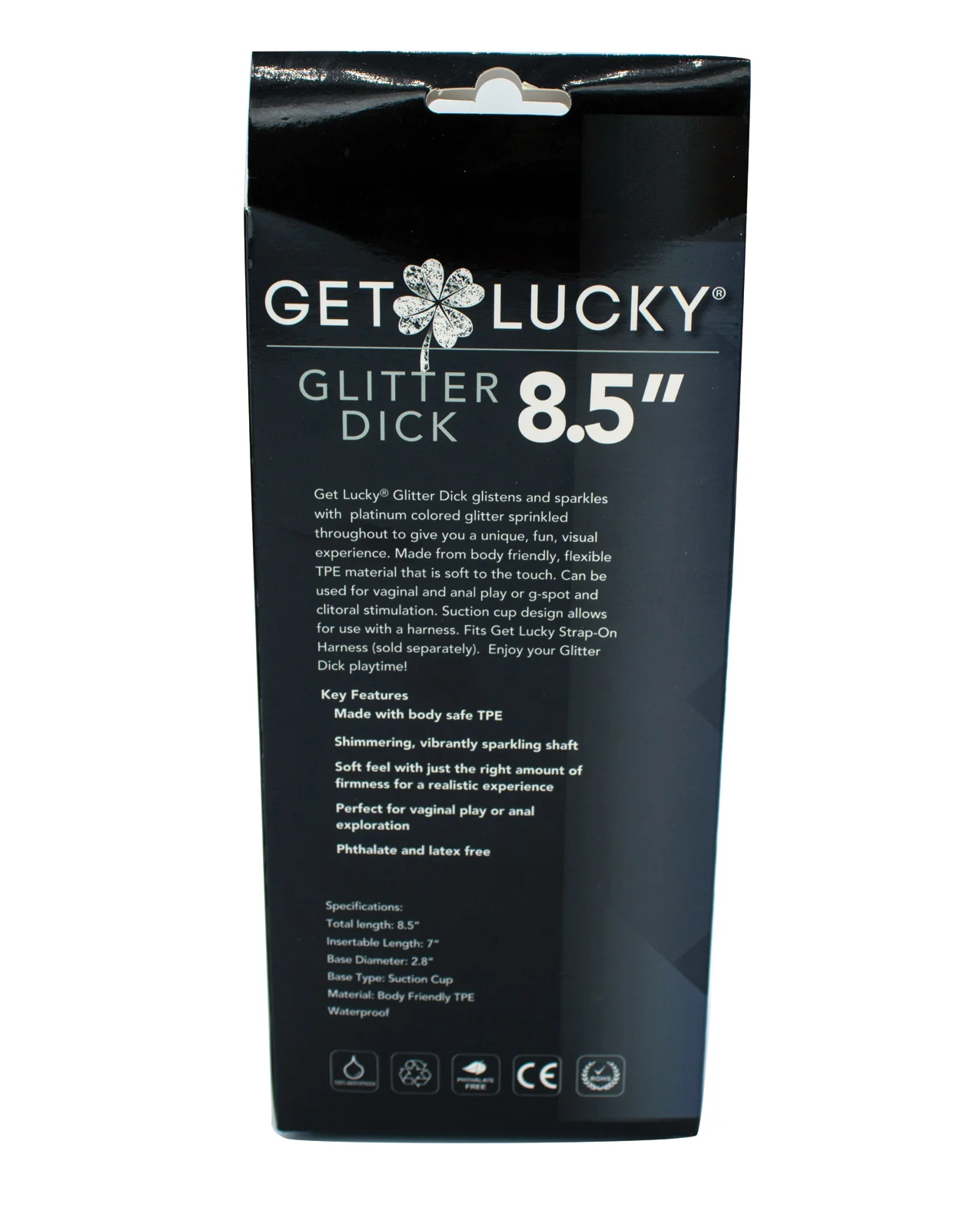 Get Lucky 8.5" Real Skin Glitter Dick - Clear - Image 2