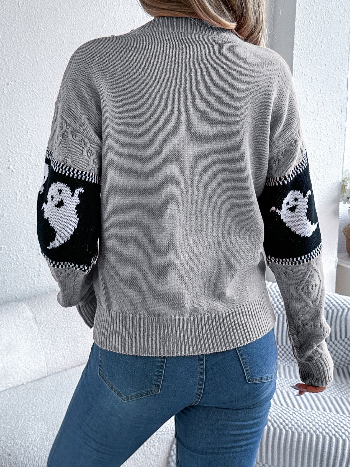 Ghost Round Neck Long Sleeve Sweater - Image 8