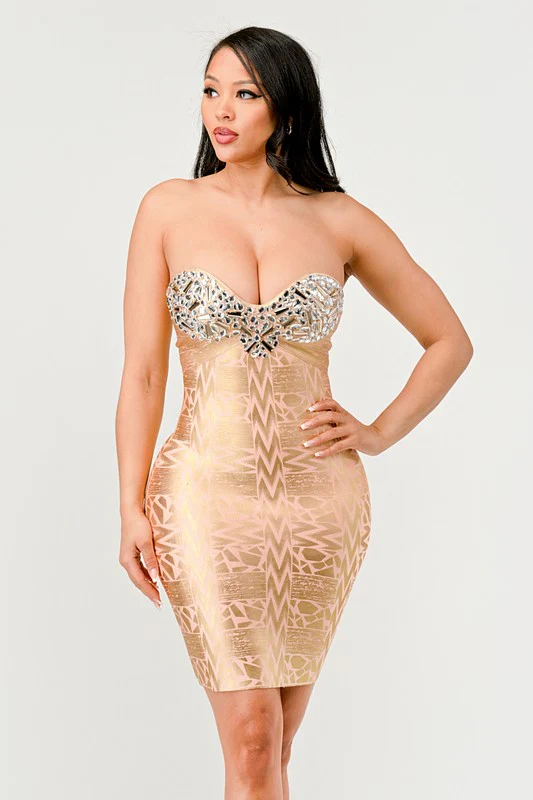Gilded Glamour Strapless Dress - Image 2