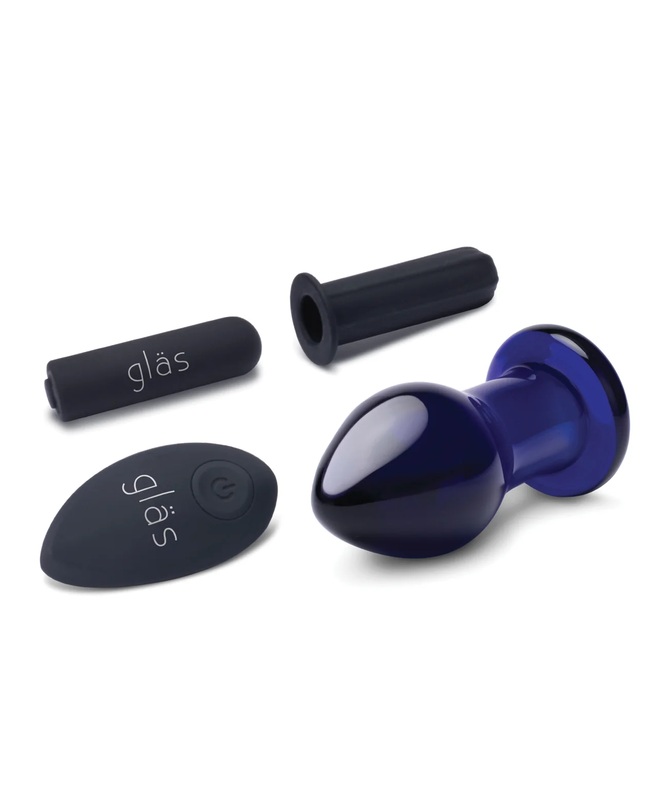 Glas 3.5" Rechargeable Vibrating Butt Plug - Blue - Image 3