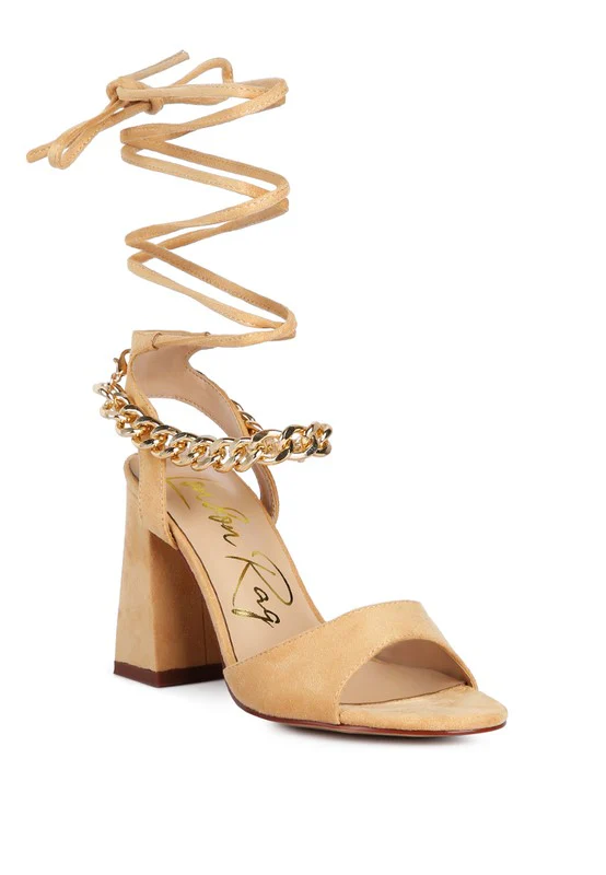 Gone Gurl Metal Chain Lace Up Sandals - Image 15