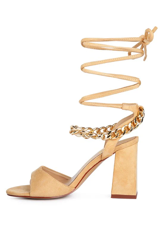 Gone Gurl Metal Chain Lace Up Sandals - Image 17
