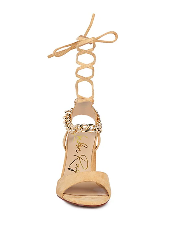 Gone Gurl Metal Chain Lace Up Sandals - Image 19