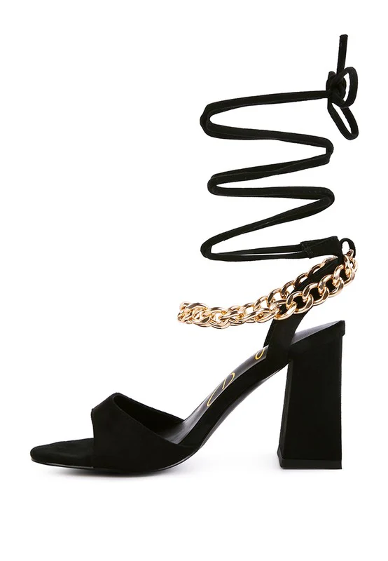 Gone Gurl Metal Chain Lace Up Sandals - Image 4