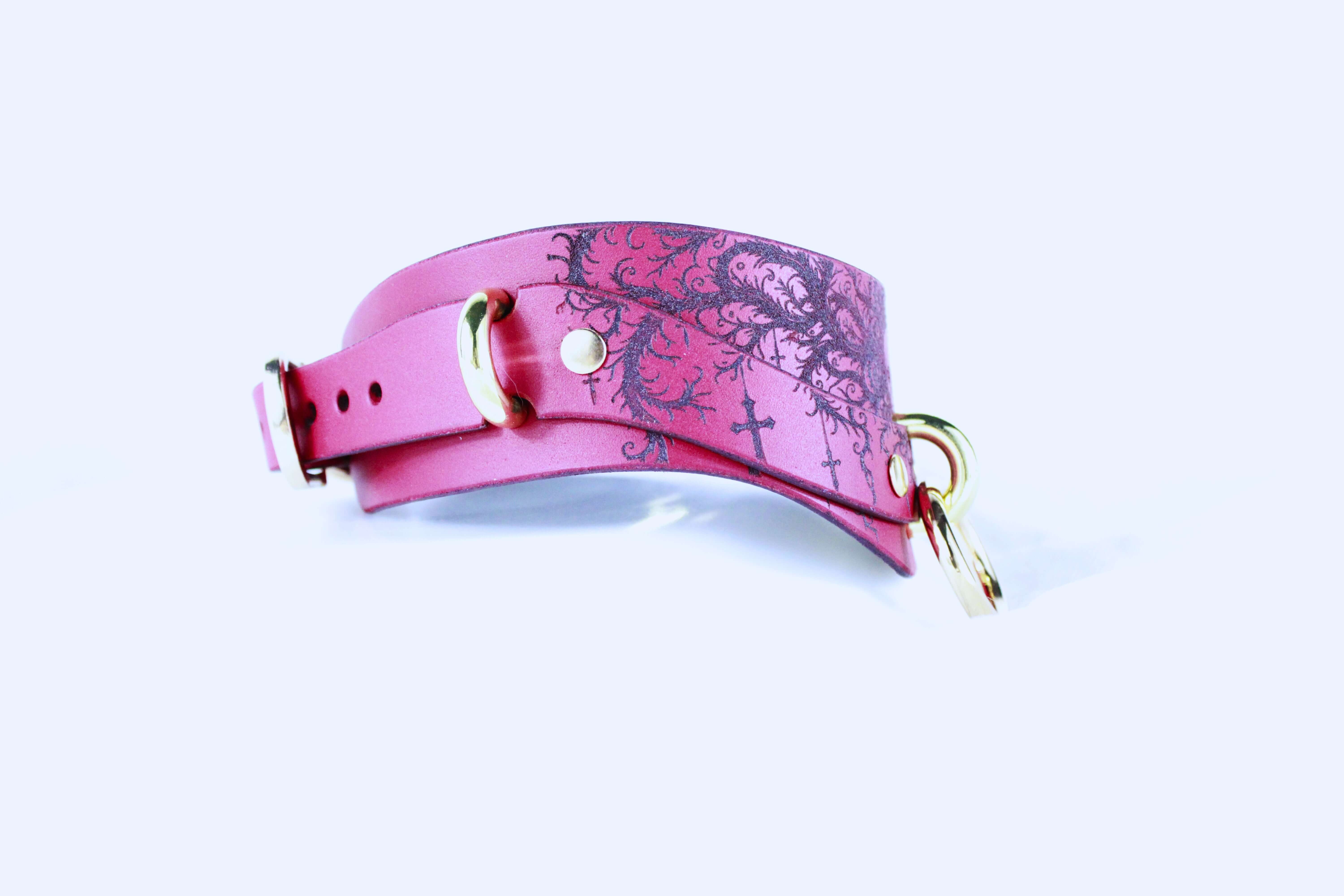 Gothic Skull Posture Collar β BDSM Leather Choker Submissive Collar - Image 3