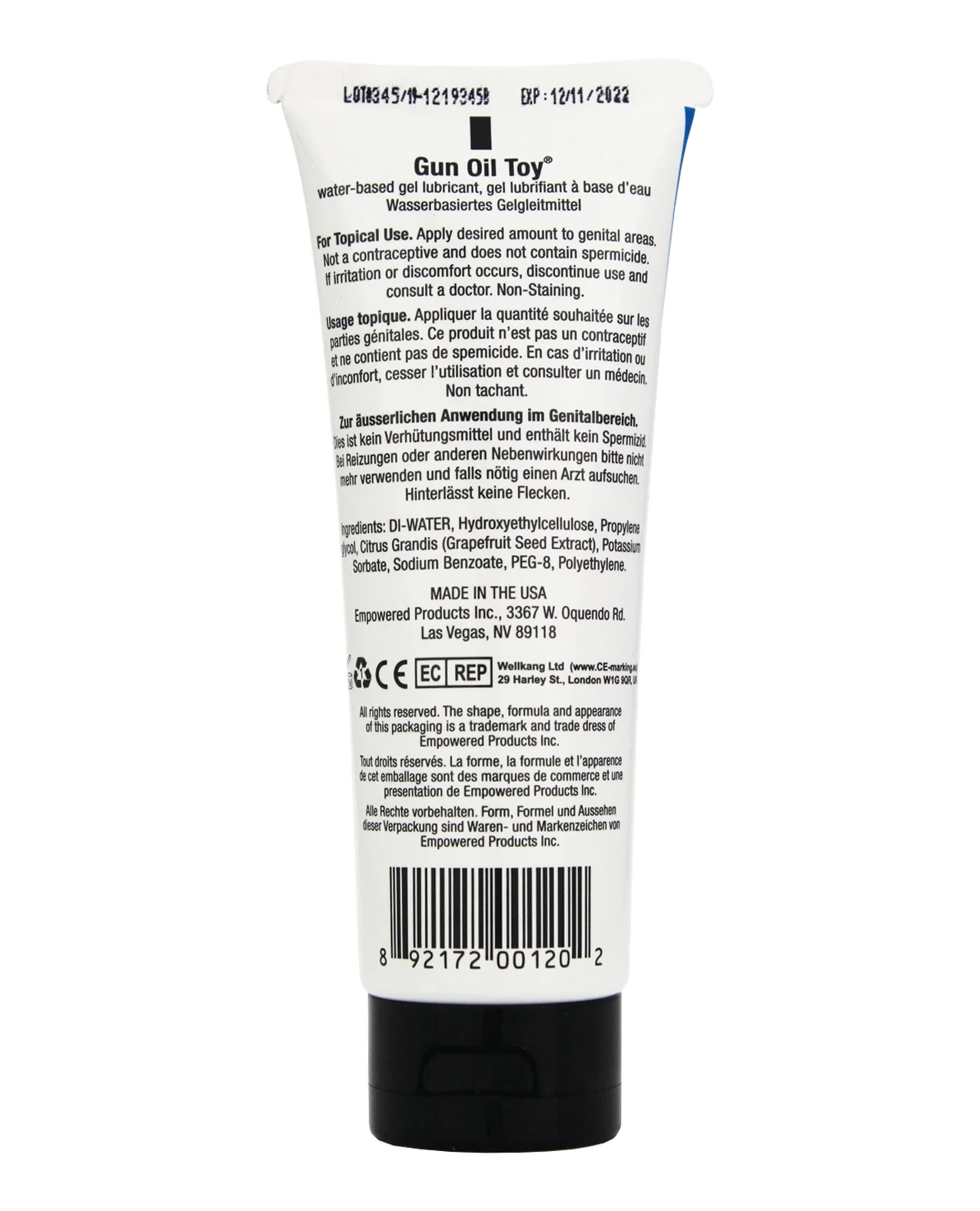 Gun Oil Toy Lube - 3.3 oz Tube - Image 2