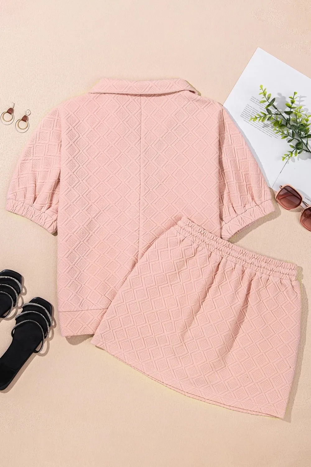 Half Zip Half Sleeve Top and Skirt Set - Image 5