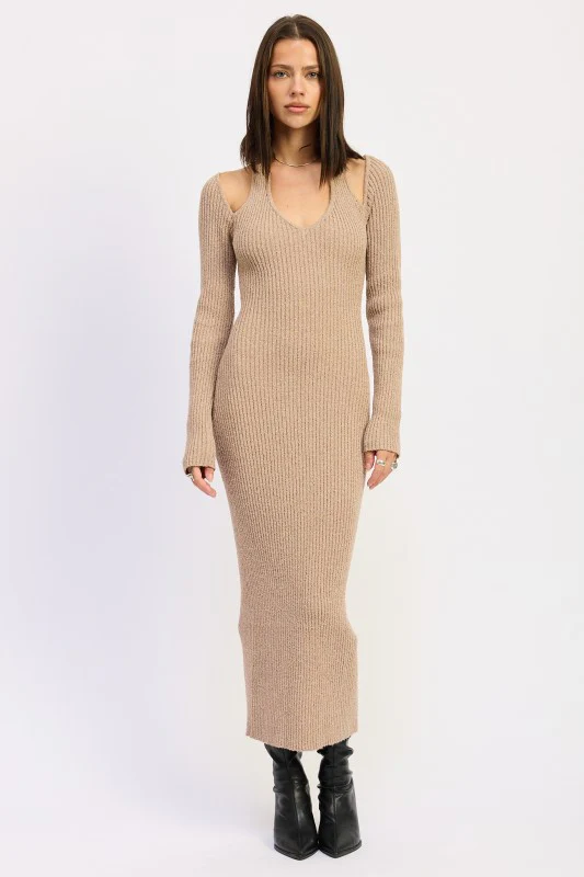 HALTER NECK LONG SLEEVEE MIDI DRESS - Image 4
