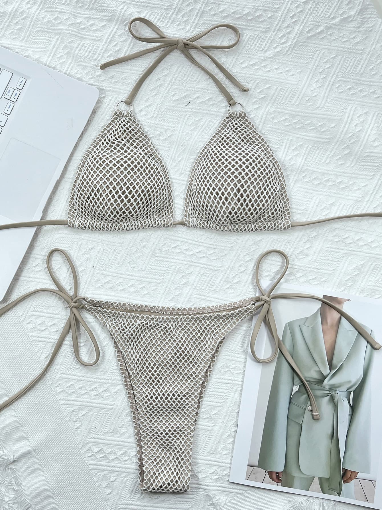 Halter Neck Tie Back Bikini Set - Image 3