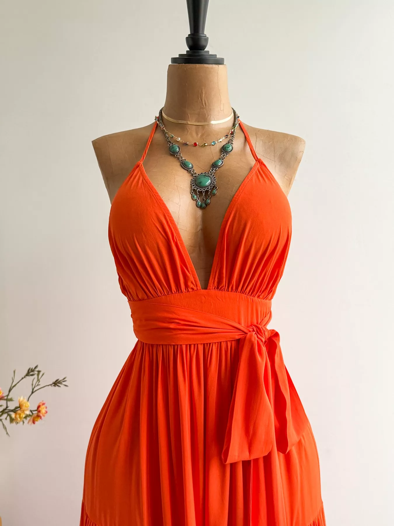 Halter Neck Tiered Dress - Image 2