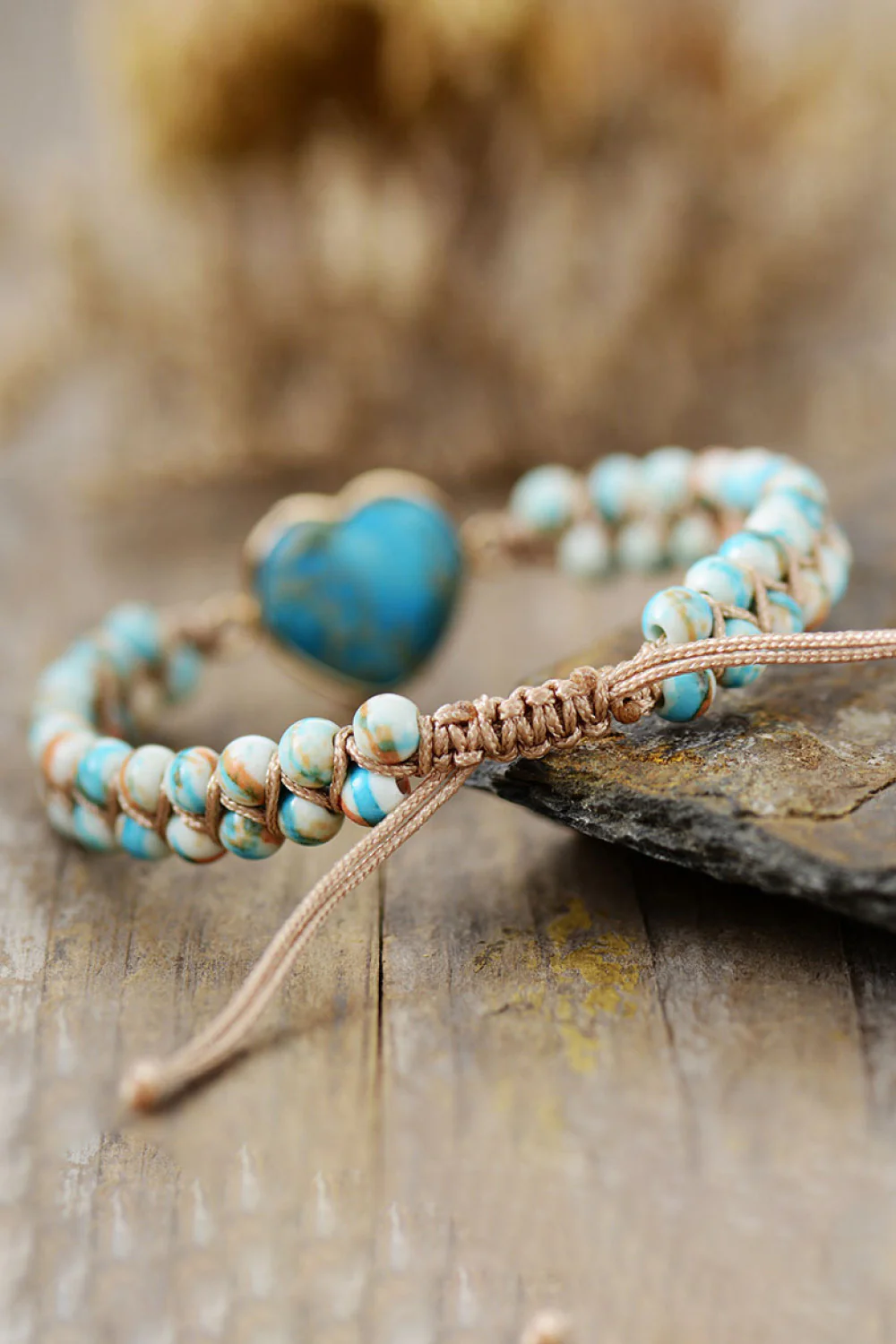 Handmade Heart Shape Natural Stone Bracelet - Image 2