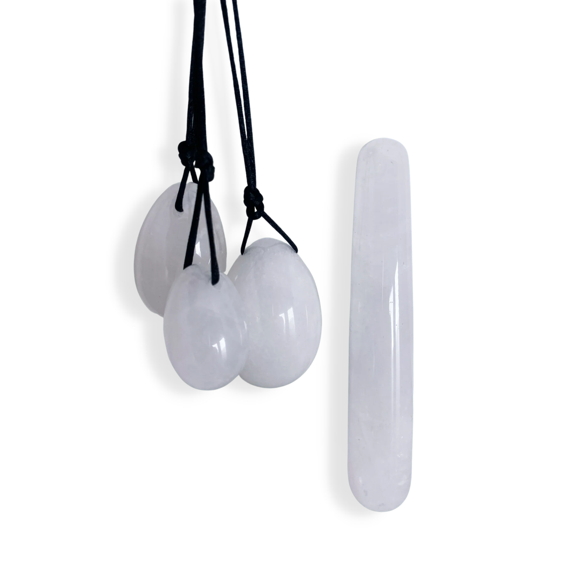 Harmonia- The Enlightenment Rose Quartz Egg Set and Clear Quartz Yoni Eggs - Image 3