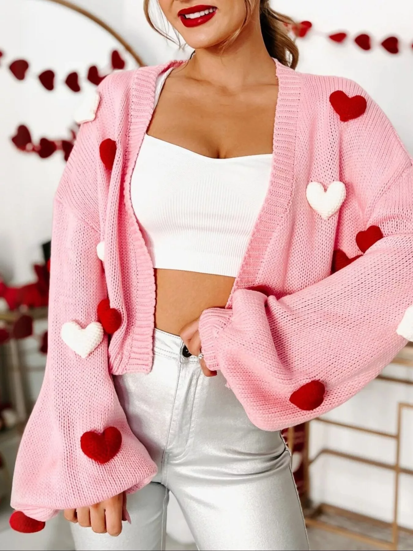 Heart Open Front Cardigan - Image 2