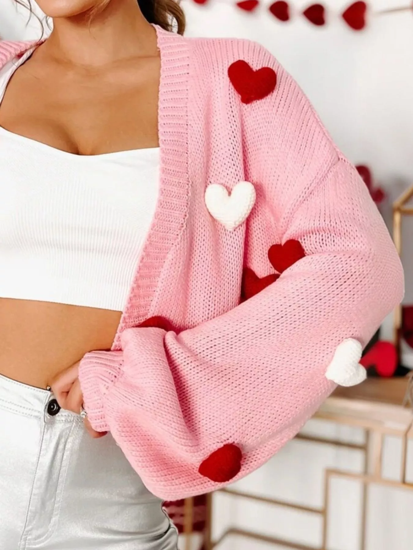 Heart Open Front Cardigan - Image 3