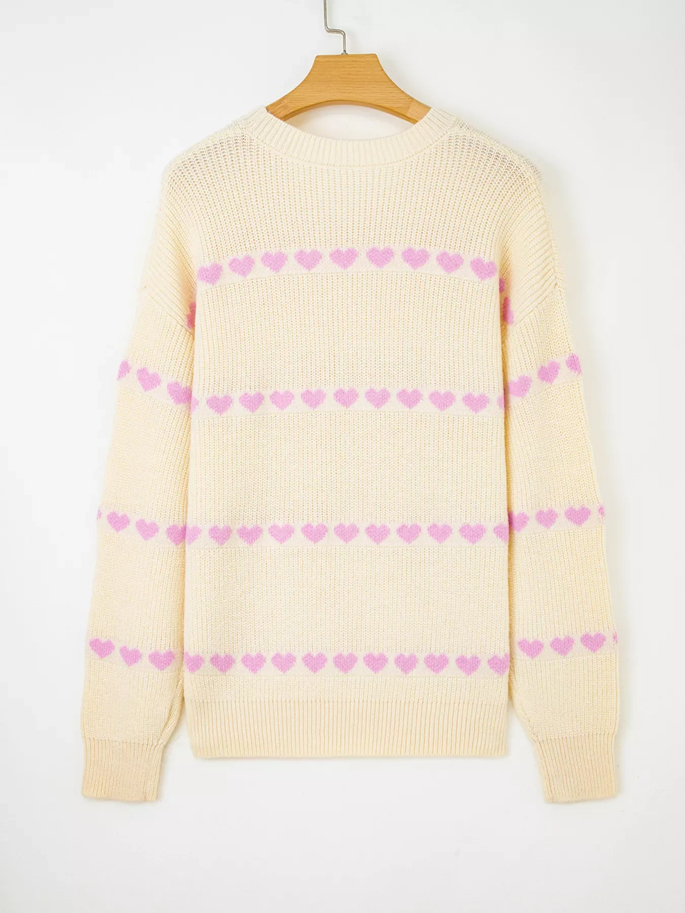 Heart Pattern Valentine Ribbed Knit Sweater - Image 4