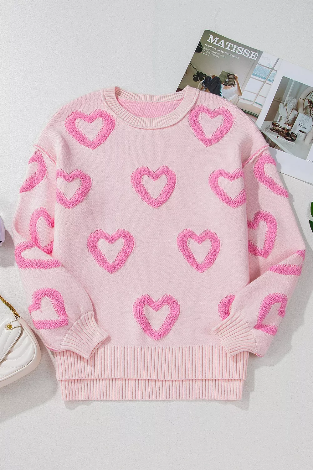 Heart Shape Bubble Sleeve Baggy Sweater - Image 10