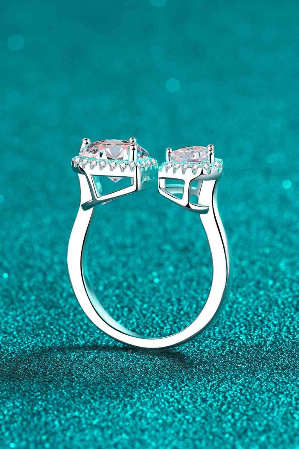 Heart-Shape Moissanite Open Ring - Image 3