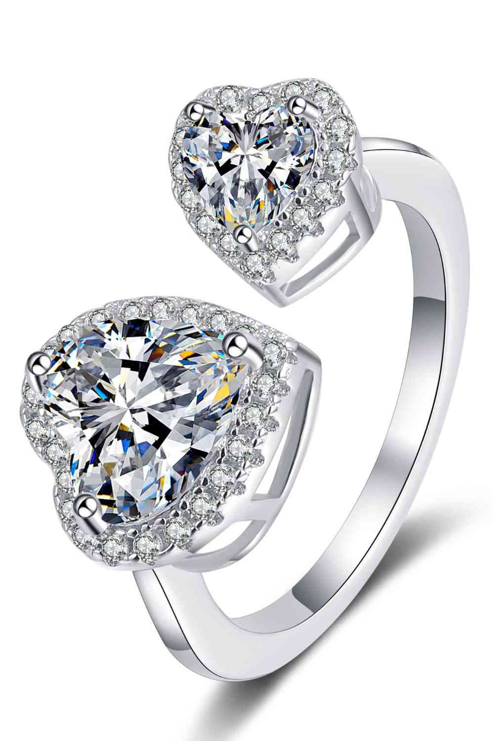 Heart-Shape Moissanite Open Ring - Image 4