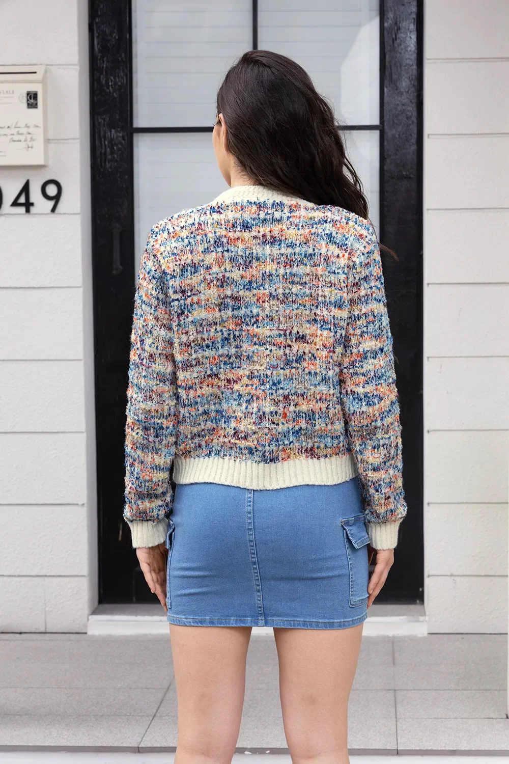 Heathered Button Up Long Sleeve Cardigan - Image 3