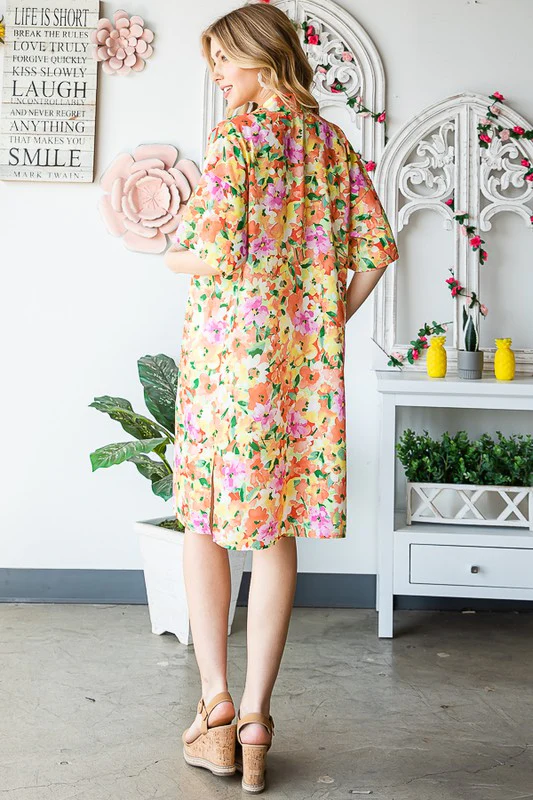 Heimish Full Size Half Sleeve Multi Color Floral Open Cardigan Plus Size - Image 2