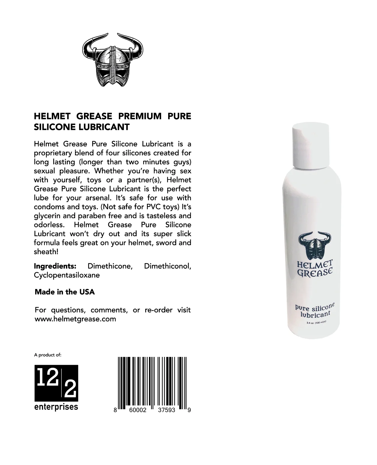 Helmet Grease Pure Silicone Lubricant - 3.4 oz Bottle - Image 3