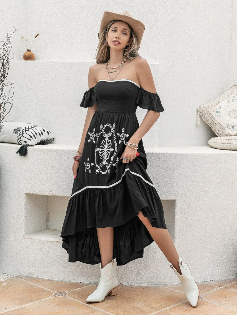 High-Low Off-Shoulder Dress - Image 2