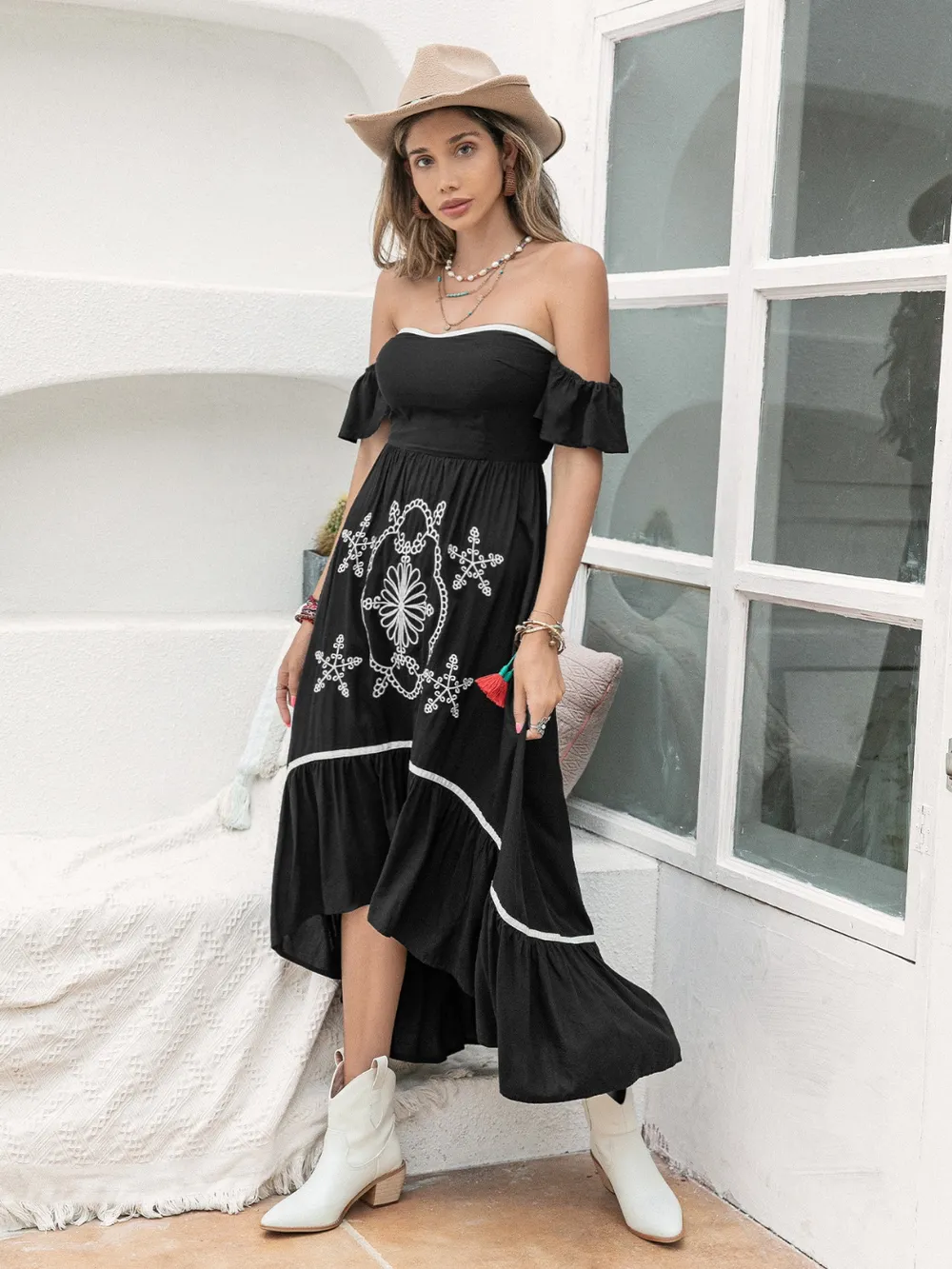 High-Low Off-Shoulder Dress - Image 4