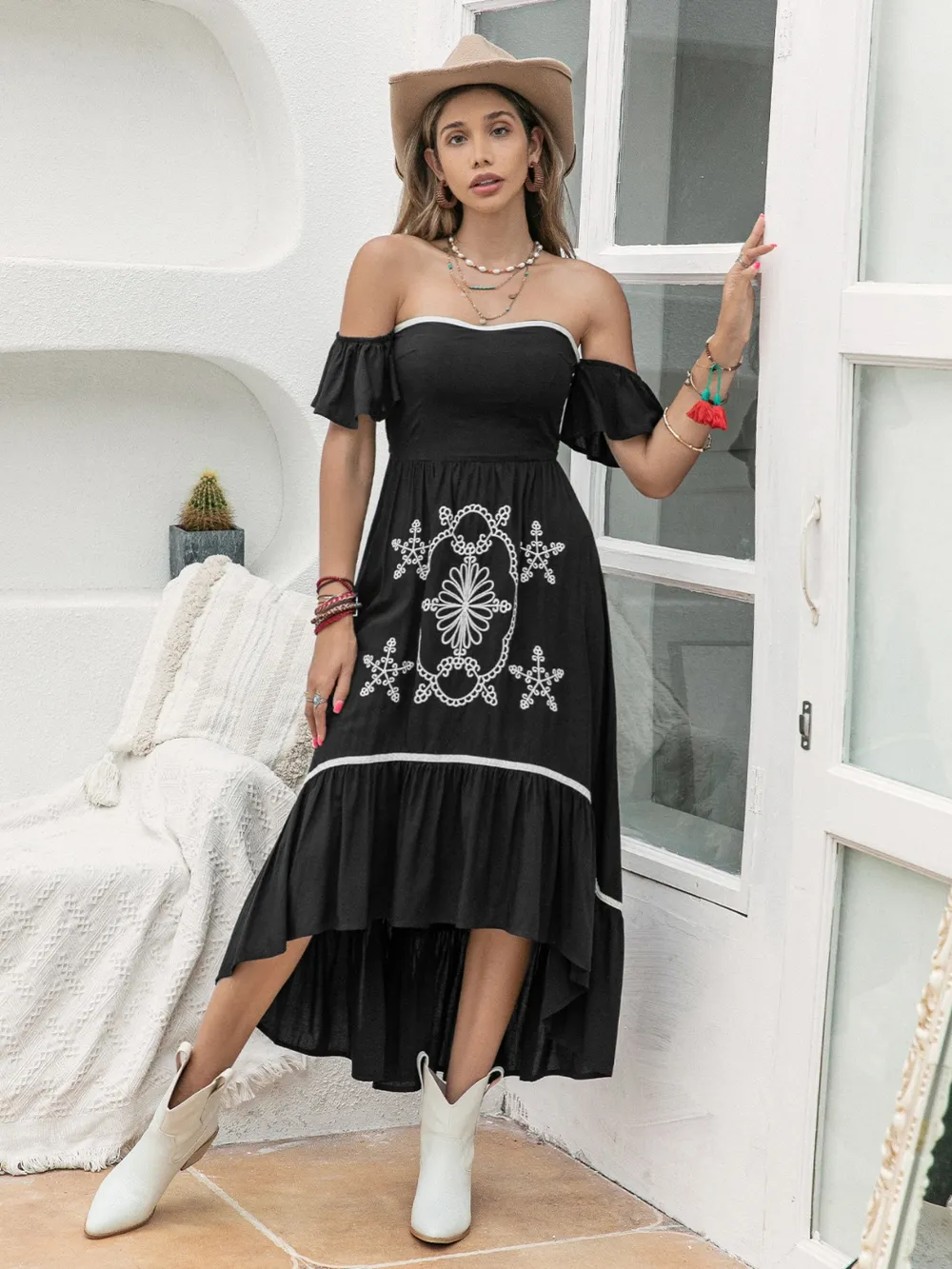 High-Low Off-Shoulder Dress - Image 5