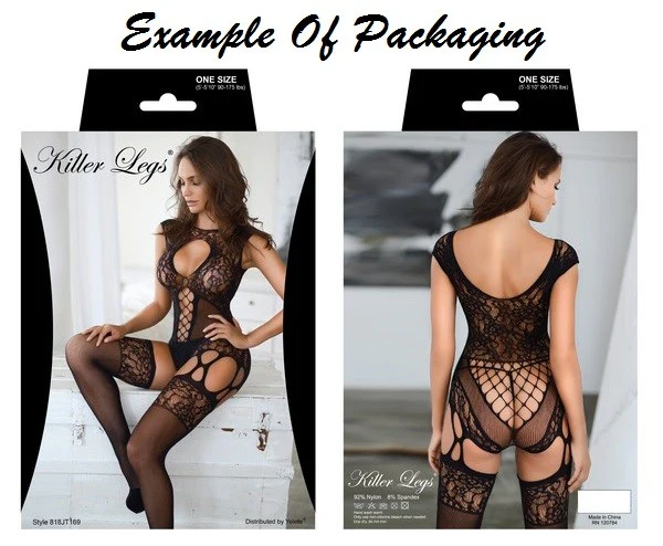 High Neck Lace Keyhole Garter Fishnet Bodystocking - Image 8