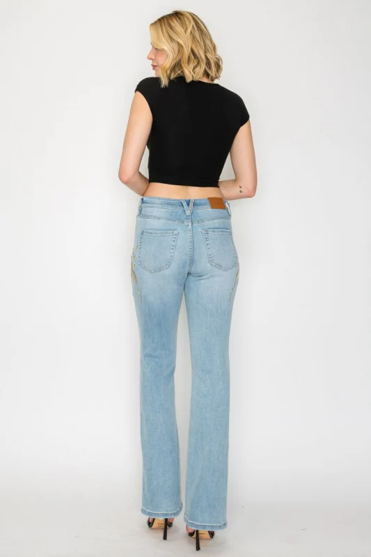 HIGH RISE EMBROIDERED MODERN BOOTCUT JEANS - Image 10