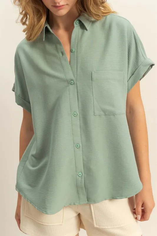 HYFVE Button Down Collared Neck Short Sleeve Shirt - Image 4