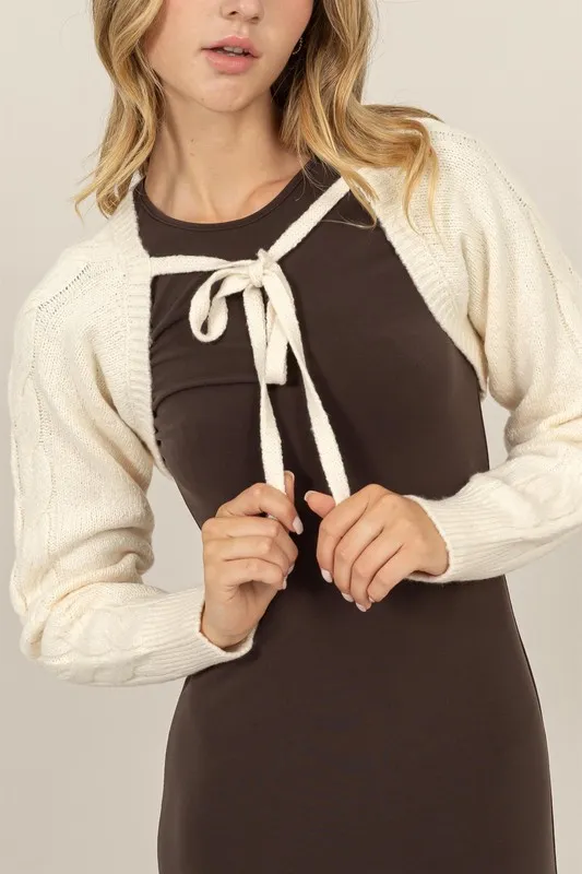 HYFVE Cable-Knit Tie-Front Shrug - Image 2