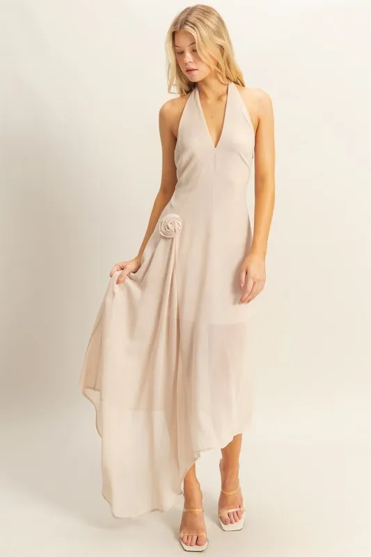 HYFVE Chiffon Halter Asymmetrical Hem Dress - Image 4