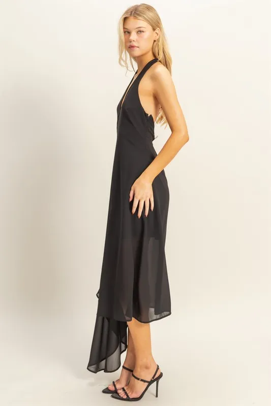 HYFVE Chiffon Halter Asymmetrical Hem Dress - Image 3