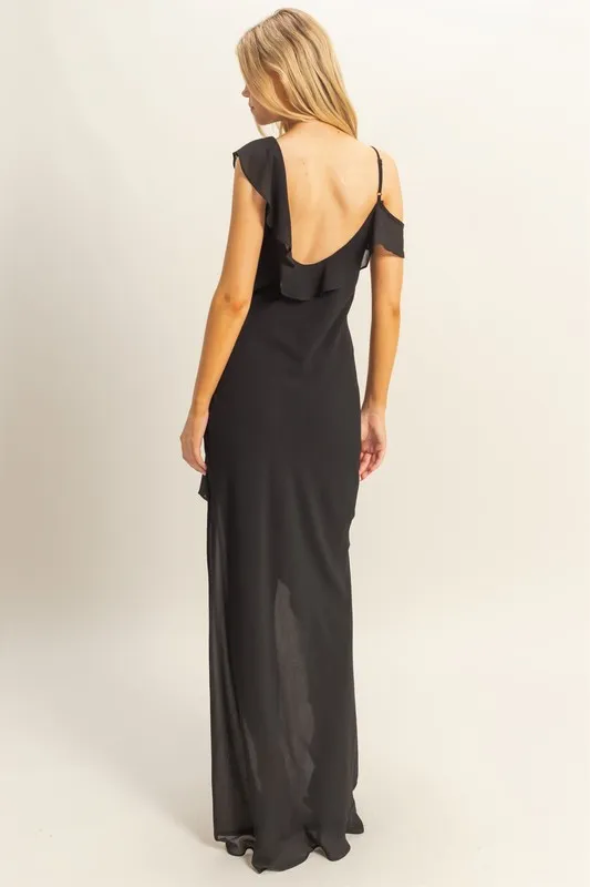 HYFVE Chiffon Ruffle Trim Midi Dress - Image 3