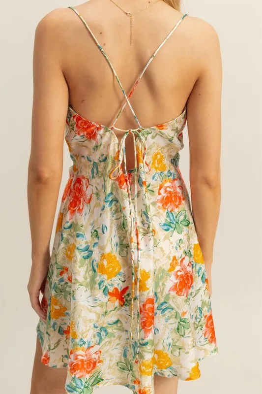 HYFVE Floral Cowl Neck Flirty Satin Mini Dress - Image 6