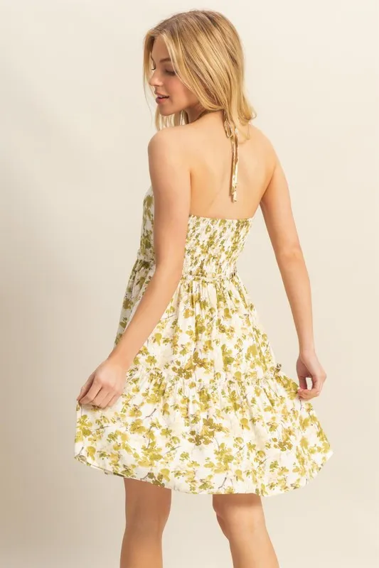 HYFVE Floral Print Halter Neck Tiered Mini Dress - Image 3