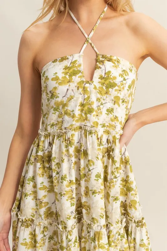 HYFVE Floral Print Halter Neck Tiered Mini Dress - Image 5