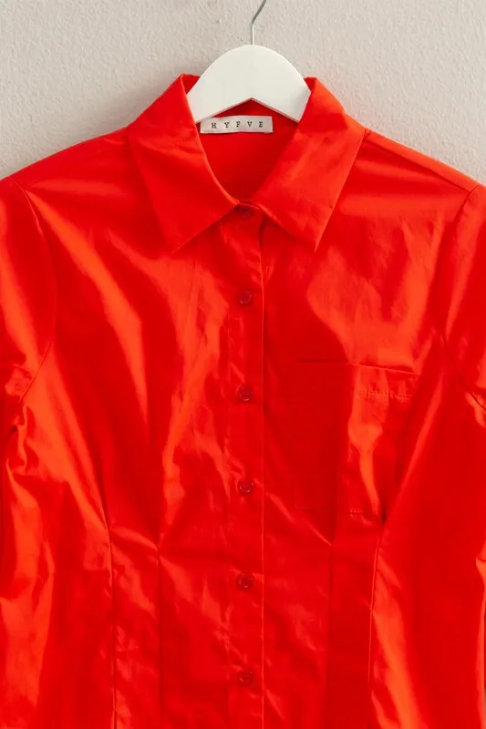 HYFVE Long Sleeve Pleated Waist Poplin Shirt - Image 7