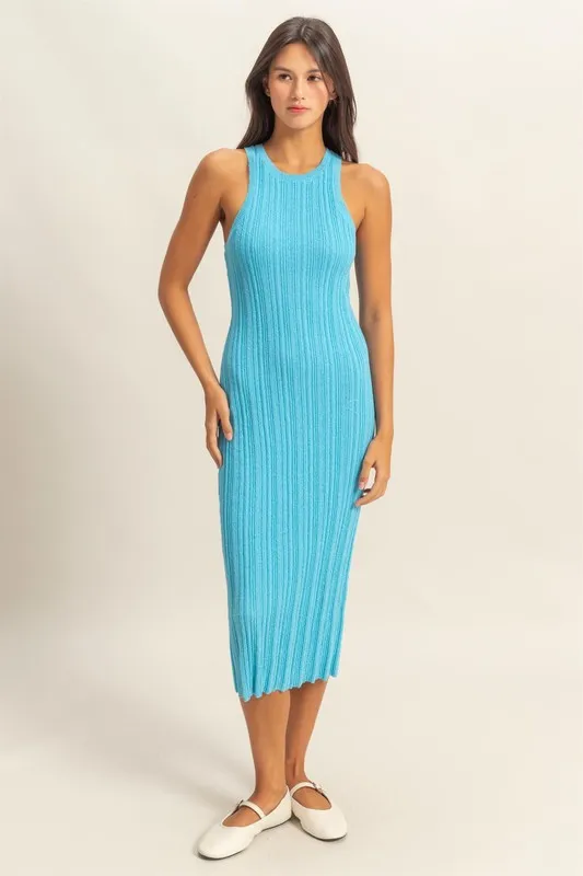 HYFVE Round Neck Bodycon Ribbed Knit Dress