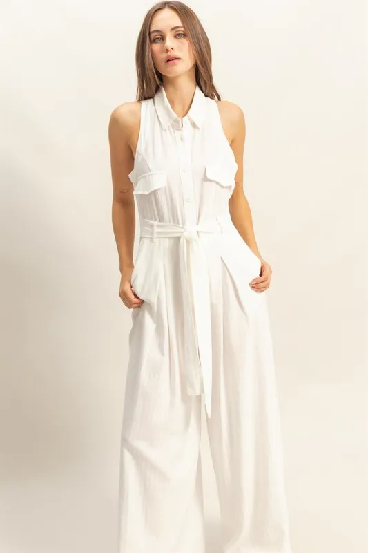 HYFVE Sleeveless Tie Waist Wide Leg Jumpsuit - Image 3
