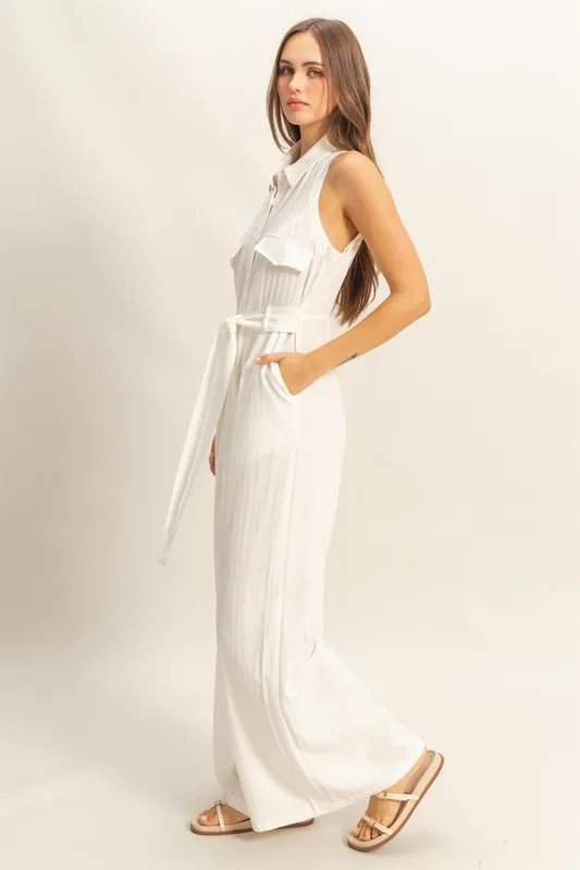 HYFVE Sleeveless Tie Waist Wide Leg Jumpsuit - Image 4