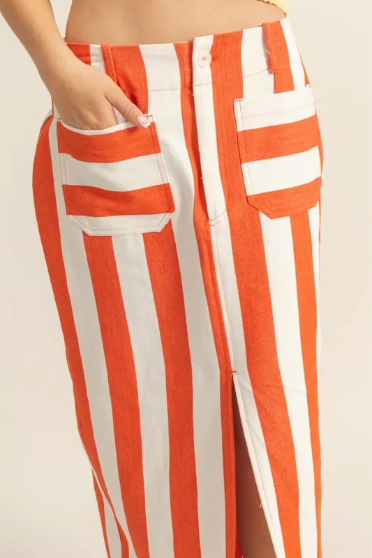 HYFVE Striped Pocket Detail Maxi Skirt - Image 4