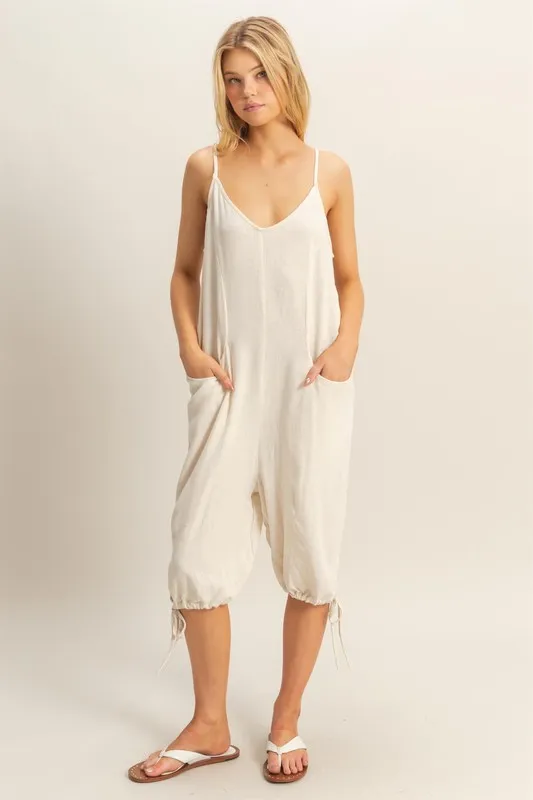 HYFVE V-Neck Pocket Detail Side Tie Hem Romper