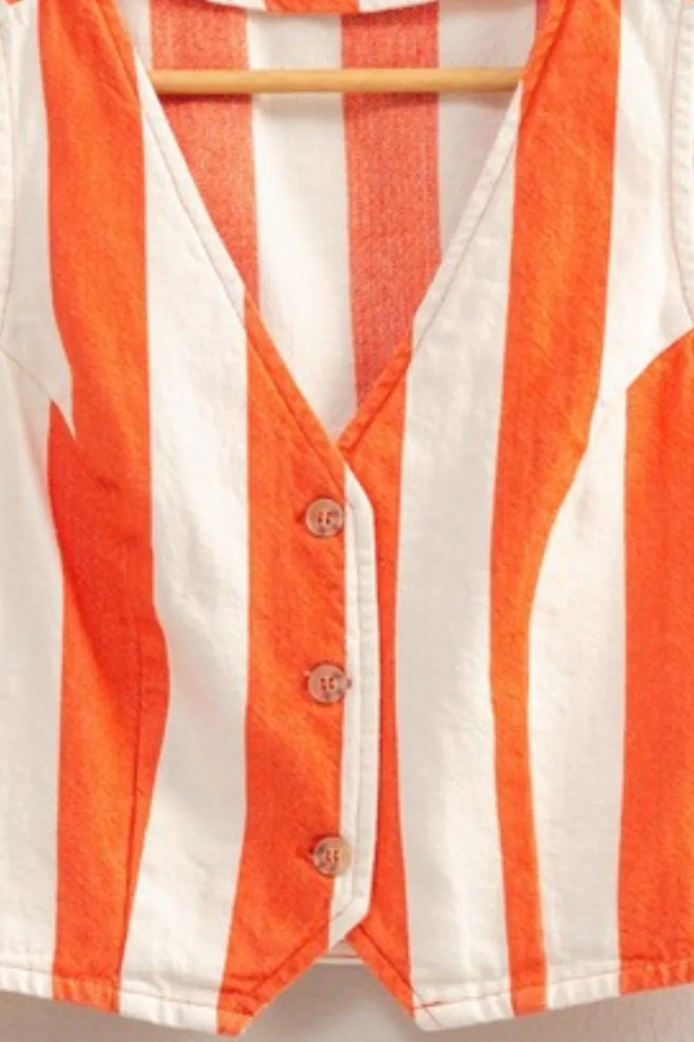HYFVE Woven Striped V-Neck Button Down Vest - Image 3