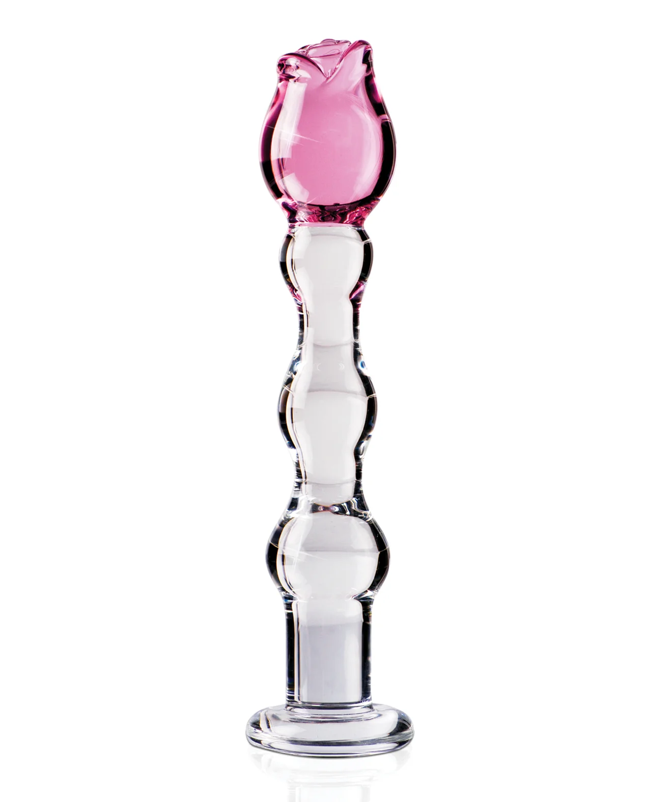 Icicles No. 12 Hand Blown Glass Massager - Clear w/Rose Tip - Image 3
